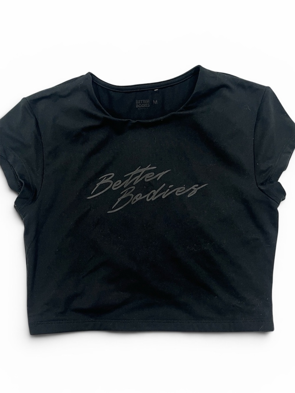 BETTER BODIES Black Women's Cropped Logo Tee